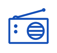 Acessibilidade no Rádio: ícone azul de um rádio