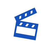 Acessibilidade no Cinema: ícone azul de uma claquete